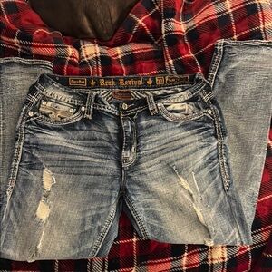 Rock Revival Blue Distressed Boyfriend Jeans